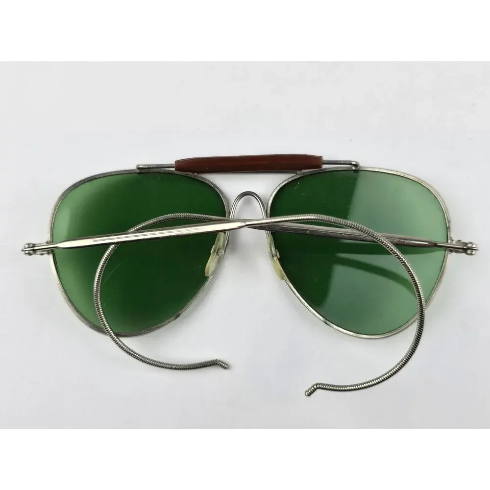 Vintage Green lens Pilot Aviator Crossbar Sunglasses Japan 125mm width